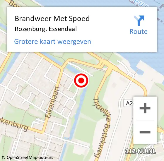 Locatie op kaart van de 112 melding: Brandweer Met Spoed Naar Rozenburg, Essendaal op 10 januari 2024 10:20