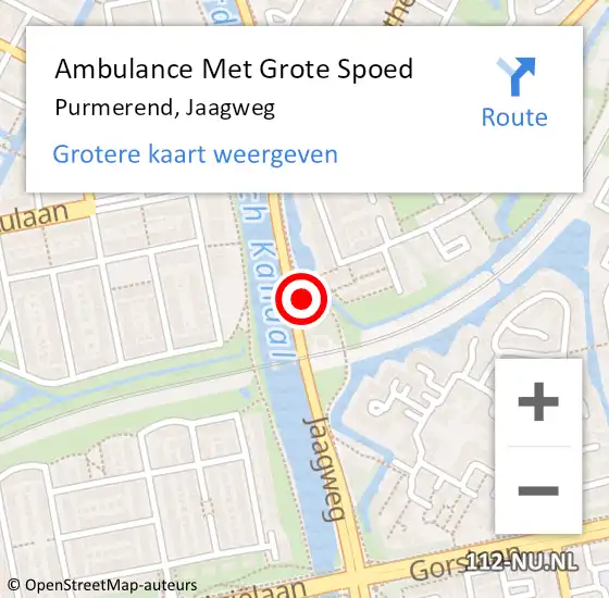 Locatie op kaart van de 112 melding: Ambulance Met Grote Spoed Naar Purmerend, Jaagweg op 10 januari 2024 10:32