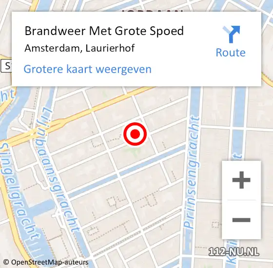 Locatie op kaart van de 112 melding: Brandweer Met Grote Spoed Naar Amsterdam, Laurierhof op 10 januari 2024 11:11