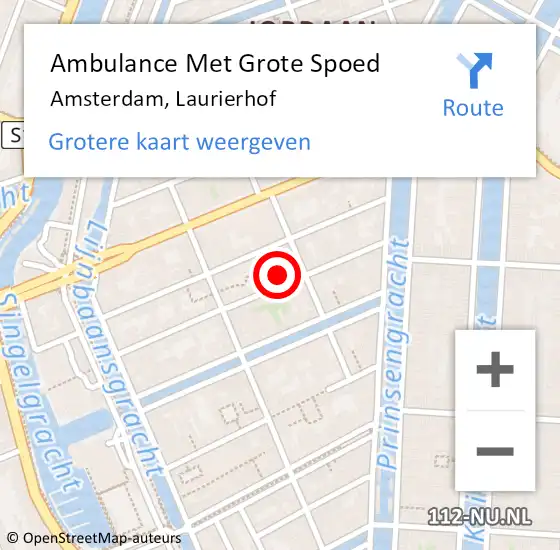 Locatie op kaart van de 112 melding: Ambulance Met Grote Spoed Naar Amsterdam, Laurierhof op 10 januari 2024 11:13