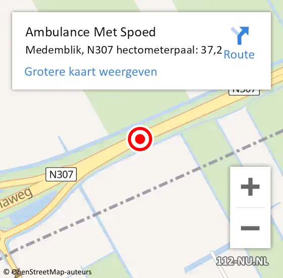 Locatie op kaart van de 112 melding: Ambulance Met Spoed Naar Medemblik, N307 hectometerpaal: 37,2 op 10 januari 2024 11:15