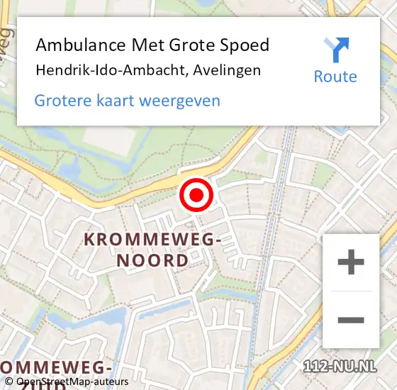 Locatie op kaart van de 112 melding: Ambulance Met Grote Spoed Naar Hendrik-Ido-Ambacht, Avelingen op 10 januari 2024 11:27