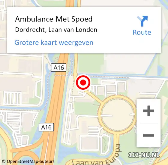 Locatie op kaart van de 112 melding: Ambulance Met Spoed Naar Dordrecht, Laan van Londen op 10 januari 2024 12:36
