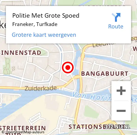 Locatie op kaart van de 112 melding: Politie Met Grote Spoed Naar Franeker, Turfkade op 10 januari 2024 12:45