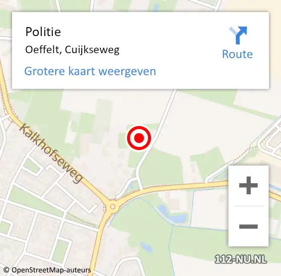 Locatie op kaart van de 112 melding: Politie Oeffelt, Cuijkseweg op 10 januari 2024 12:47