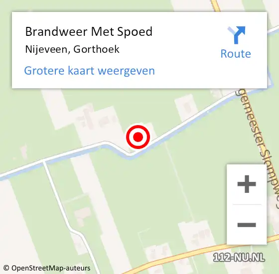 Locatie op kaart van de 112 melding: Brandweer Met Spoed Naar Nijeveen, Gorthoek op 10 januari 2024 13:32