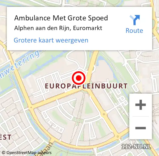 Locatie op kaart van de 112 melding: Ambulance Met Grote Spoed Naar Alphen aan den Rijn, Euromarkt op 10 januari 2024 13:56