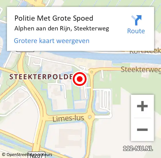 Locatie op kaart van de 112 melding: Politie Met Grote Spoed Naar Alphen aan den Rijn, Steekterweg op 10 januari 2024 15:10