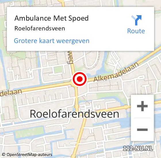 Locatie op kaart van de 112 melding: Ambulance Met Spoed Naar Roelofarendsveen op 10 januari 2024 15:11