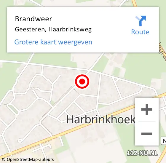Locatie op kaart van de 112 melding: Brandweer Geesteren, Haarbrinksweg op 10 januari 2024 15:28