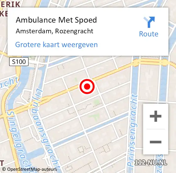 Locatie op kaart van de 112 melding: Ambulance Met Spoed Naar Amsterdam, Rozengracht op 10 januari 2024 15:52