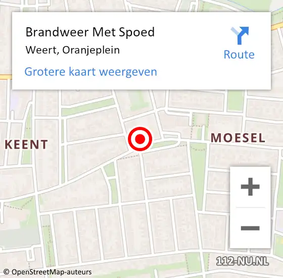 Locatie op kaart van de 112 melding: Brandweer Met Spoed Naar Weert, Oranjeplein op 10 januari 2024 16:08
