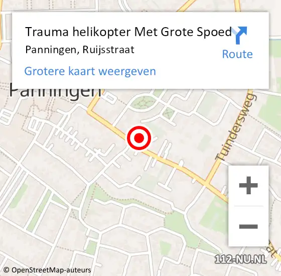 Locatie op kaart van de 112 melding: Trauma helikopter Met Grote Spoed Naar Panningen, Ruijsstraat op 10 januari 2024 16:14