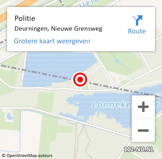 Locatie op kaart van de 112 melding: Politie Deurningen, Nieuwe Grensweg op 10 januari 2024 16:15
