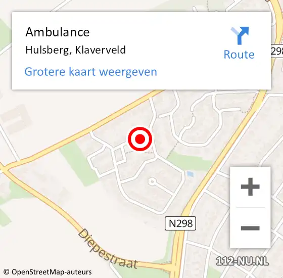 Locatie op kaart van de 112 melding: Ambulance Hulsberg, Klaverveld op 21 september 2014 17:31