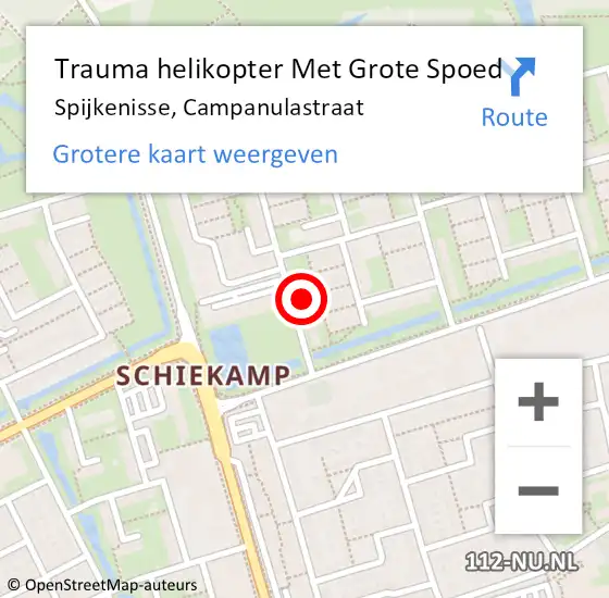 Locatie op kaart van de 112 melding: Trauma helikopter Met Grote Spoed Naar Spijkenisse, Campanulastraat op 10 januari 2024 16:27
