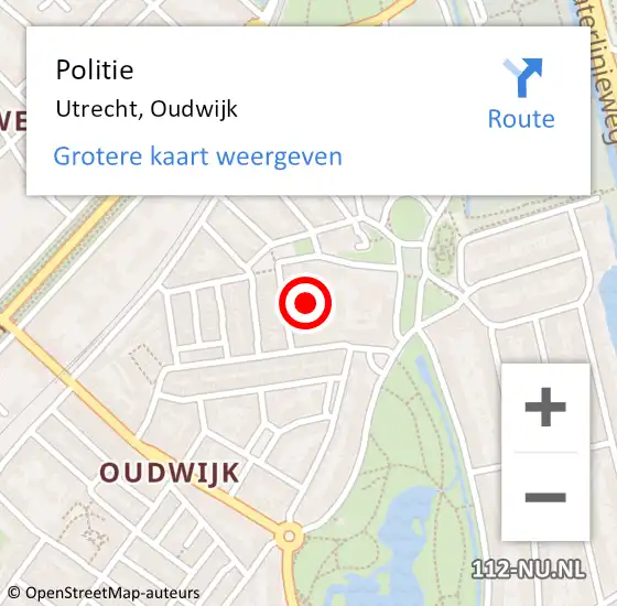 Locatie op kaart van de 112 melding: Politie Utrecht, Oudwijk op 10 januari 2024 16:47