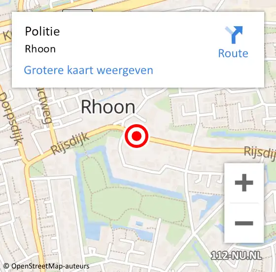 Locatie op kaart van de 112 melding: Politie Rhoon op 10 januari 2024 17:08