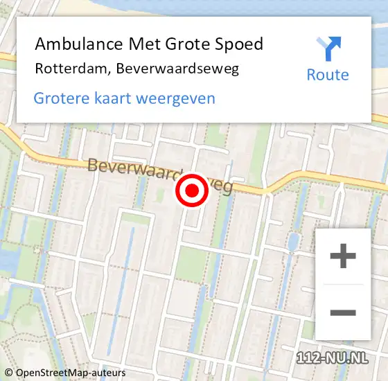 Locatie op kaart van de 112 melding: Ambulance Met Grote Spoed Naar Rotterdam, Beverwaardseweg op 10 januari 2024 17:30