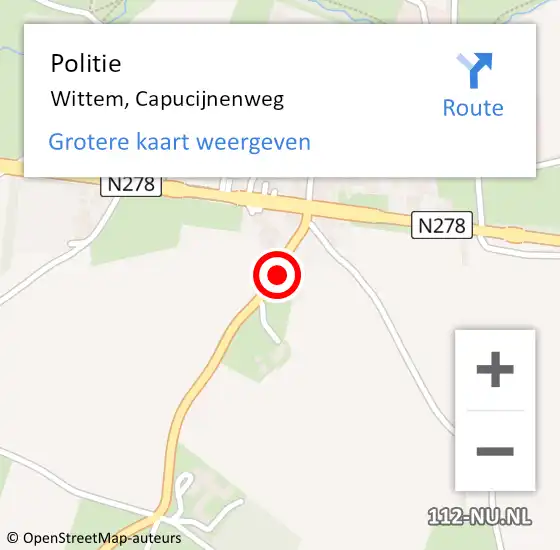 Locatie op kaart van de 112 melding: Politie Wittem, Capucijnenweg op 10 januari 2024 17:38