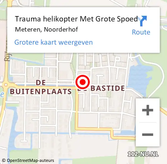 Locatie op kaart van de 112 melding: Trauma helikopter Met Grote Spoed Naar Meteren, Noorderhof op 10 januari 2024 18:09
