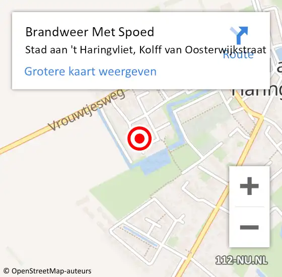 Locatie op kaart van de 112 melding: Brandweer Met Spoed Naar Stad aan 't Haringvliet, Kolff van Oosterwijkstraat op 10 januari 2024 18:42