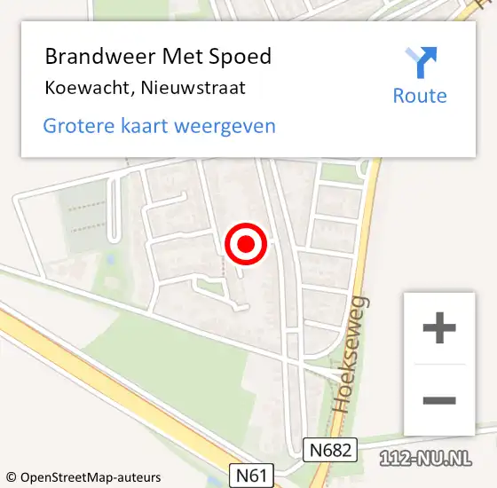 Locatie op kaart van de 112 melding: Brandweer Met Spoed Naar Koewacht, Nieuwstraat op 10 januari 2024 18:49