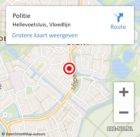 Locatie op kaart van de 112 melding: Politie Hellevoetsluis, Vloedlijn op 10 januari 2024 18:54