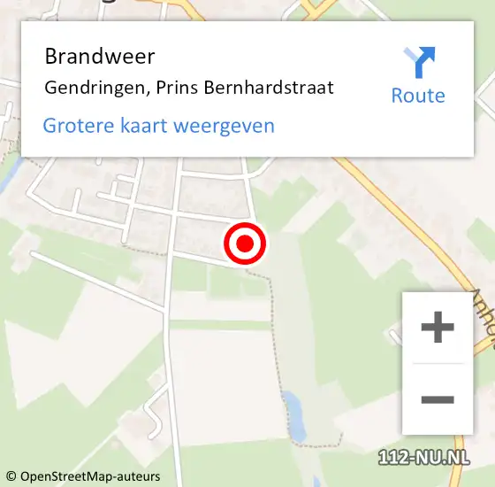 Locatie op kaart van de 112 melding: Brandweer Gendringen, Prins Bernhardstraat op 10 januari 2024 20:02