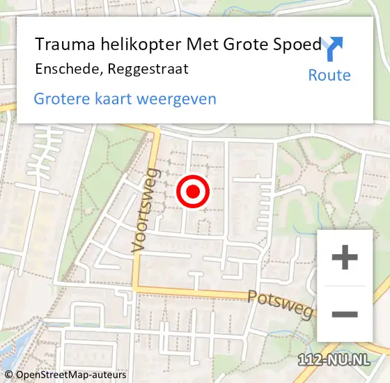 Locatie op kaart van de 112 melding: Trauma helikopter Met Grote Spoed Naar Enschede, Reggestraat op 10 januari 2024 21:26
