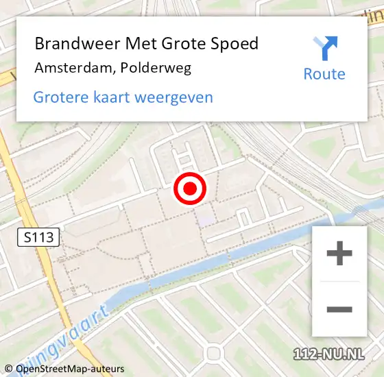Locatie op kaart van de 112 melding: Brandweer Met Grote Spoed Naar Amsterdam, Polderweg op 10 januari 2024 21:37