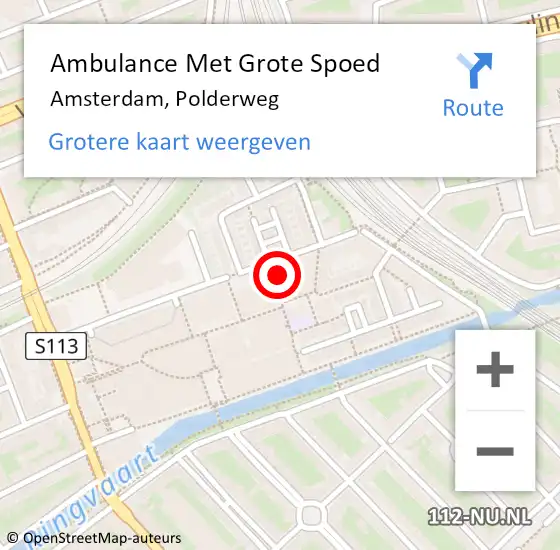 Locatie op kaart van de 112 melding: Ambulance Met Grote Spoed Naar Amsterdam, Polderweg op 10 januari 2024 21:42
