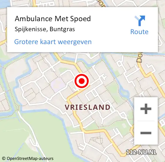 Locatie op kaart van de 112 melding: Ambulance Met Spoed Naar Spijkenisse, Buntgras op 10 januari 2024 22:01