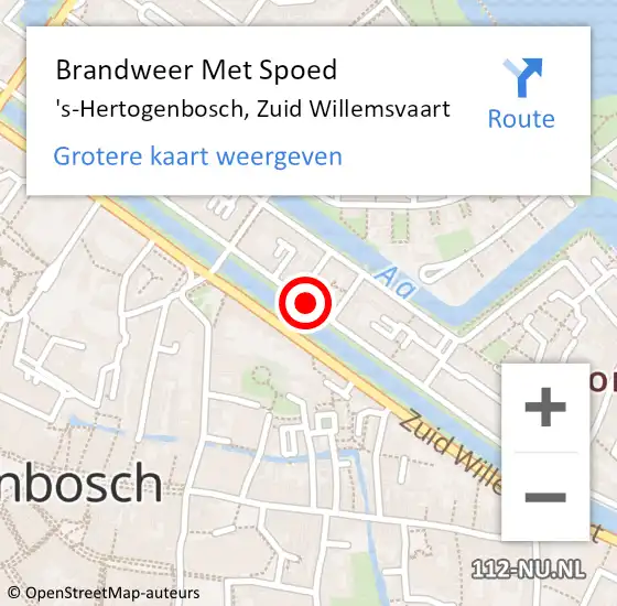 Locatie op kaart van de 112 melding: Brandweer Met Spoed Naar 's-Hertogenbosch, Zuid Willemsvaart op 10 januari 2024 22:01
