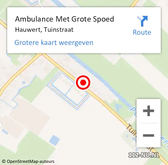 Locatie op kaart van de 112 melding: Ambulance Met Grote Spoed Naar Hauwert, Tuinstraat op 11 januari 2024 03:49