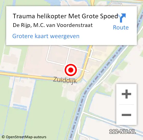 Locatie op kaart van de 112 melding: Trauma helikopter Met Grote Spoed Naar De Rijp, M.C. van Voordenstraat op 11 januari 2024 03:59