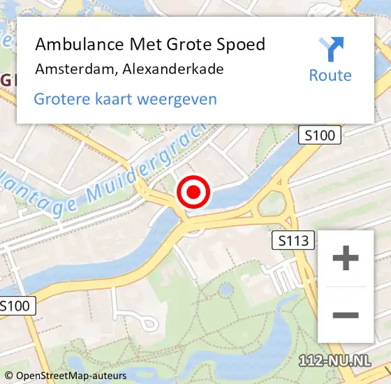 Locatie op kaart van de 112 melding: Ambulance Met Grote Spoed Naar Amsterdam, Alexanderkade op 11 januari 2024 04:18