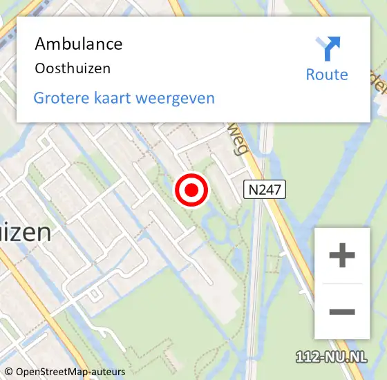 Locatie op kaart van de 112 melding: Ambulance Oosthuizen op 11 januari 2024 06:48
