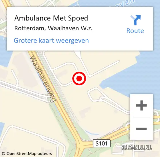 Locatie op kaart van de 112 melding: Ambulance Met Spoed Naar Rotterdam, Waalhaven W.z. op 11 januari 2024 07:26