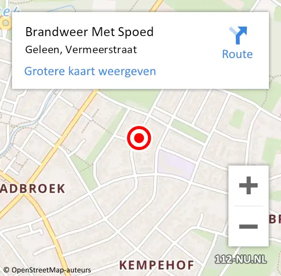 Locatie op kaart van de 112 melding: Brandweer Met Spoed Naar Geleen, Vermeerstraat op 11 januari 2024 07:56