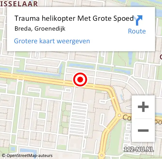 Locatie op kaart van de 112 melding: Trauma helikopter Met Grote Spoed Naar Breda, Groenedijk op 11 januari 2024 08:23