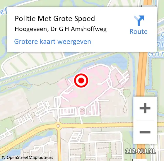 Locatie op kaart van de 112 melding: Politie Met Grote Spoed Naar Hoogeveen, Dr G H Amshoffweg op 11 januari 2024 08:48