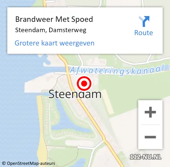 Locatie op kaart van de 112 melding: Brandweer Met Spoed Naar Steendam, Damsterweg op 11 januari 2024 09:19
