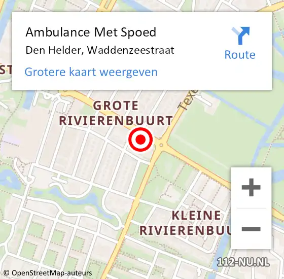 Locatie op kaart van de 112 melding: Ambulance Met Spoed Naar Den Helder, Waddenzeestraat op 11 januari 2024 11:16