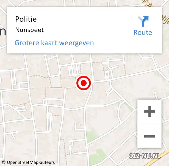 Locatie op kaart van de 112 melding: Politie Nunspeet op 11 januari 2024 11:21