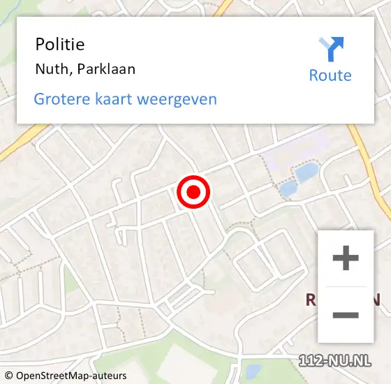 Locatie op kaart van de 112 melding: Politie Nuth, Parklaan op 11 januari 2024 11:53