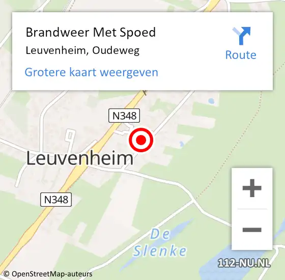 Locatie op kaart van de 112 melding: Brandweer Met Spoed Naar Leuvenheim, Oudeweg op 11 januari 2024 12:07