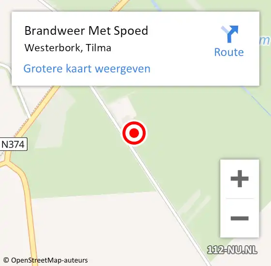 Locatie op kaart van de 112 melding: Brandweer Met Spoed Naar Westerbork, Tilma op 11 januari 2024 12:09