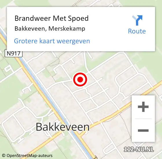 Locatie op kaart van de 112 melding: Brandweer Met Spoed Naar Bakkeveen, Merskekamp op 11 januari 2024 12:16