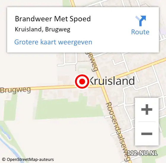 Locatie op kaart van de 112 melding: Brandweer Met Spoed Naar Kruisland, Brugweg op 11 januari 2024 12:33